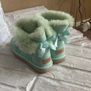 UGG Kids' Light Green Furry Boots